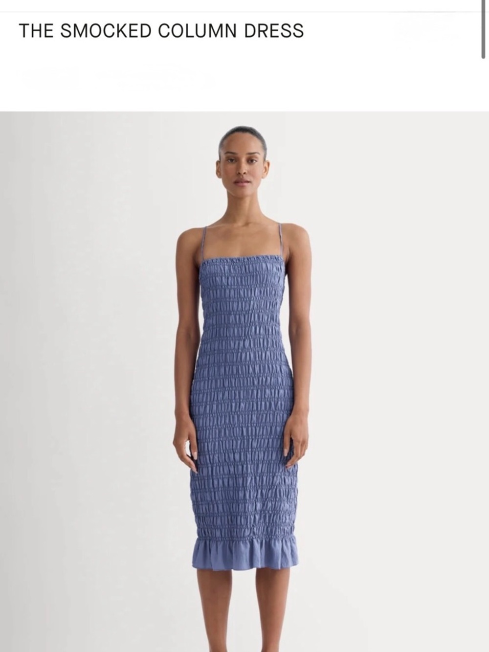 Everlane Smocked Column Dress - Periwinkle Blue